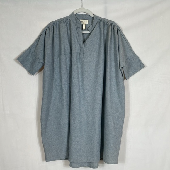 LAUDE THE LABEL Oversized Shirt Dress Chambray Size S/M Relaxed EUC - Picture 3 of 12